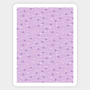 Wavy Lines, Dots and Flowers Pattern Pink Lavander Sticker